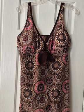 Brown & Pink Medallion-Print Women’s Tank Top XL
